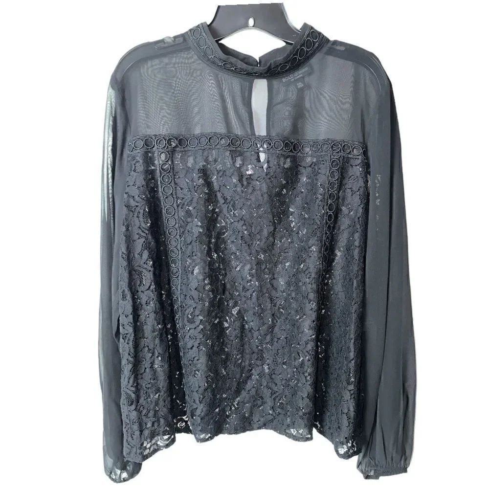 Bold Elements Blouse Mock Neck Long Sleeve Women’s Size XXL
